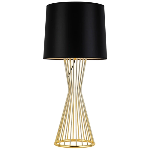 Moderní stolní lampa FILO TABLE černo-zlatá 85 cm s textilním stínidlem do obývacího pokoje Step into Design