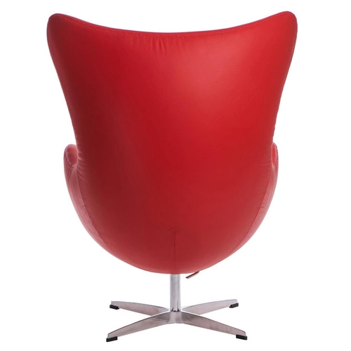Kožené červené otočné křeslo ušák Egg s houpací funkcí do obýváku