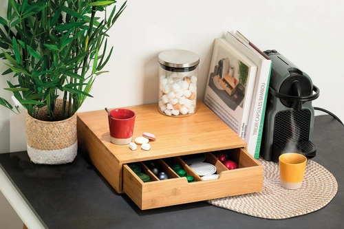 Bambusová zásuvka na kávové kapsle