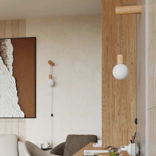 Nástěnné svítidlo NIMBI G9 dřevěné s nastavitelnou výškou a vypínačem do ložnice Sollux