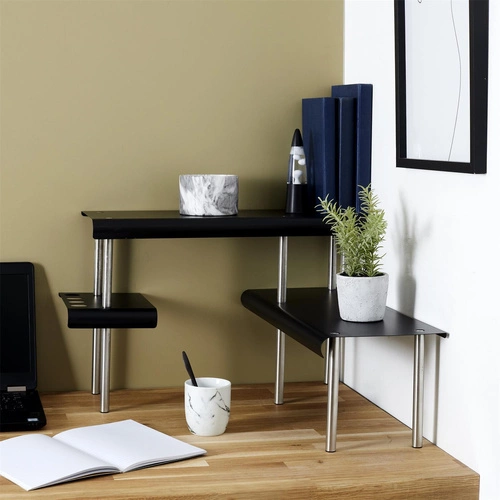 Kuchyňská stojací police na koření a doplňky Angle černá kovová moderní Intesi