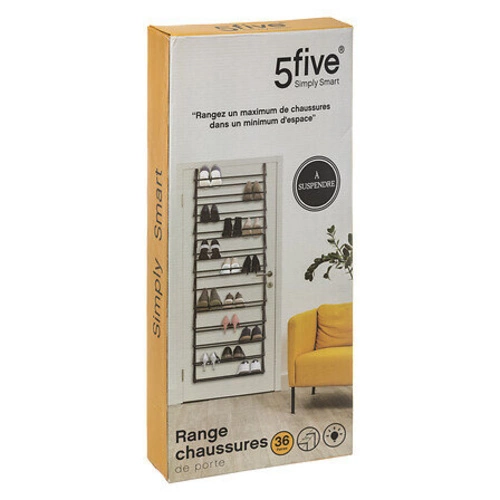 Černý závěsný botník na dveře Bulky 5five simply smart, 11 polic, vysoký, moderní