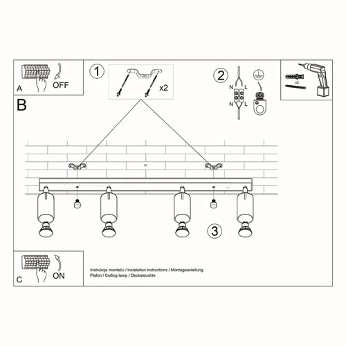 Stropní svítidlo RING 4x bílá moderní kovová do obýváku kuchyně a ložnice SOLLUX