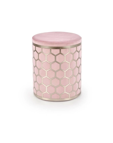 Okrúhlý sametový taburet Amy s úložným prostorem růžový do obýváku a předsíně moderní Intesi