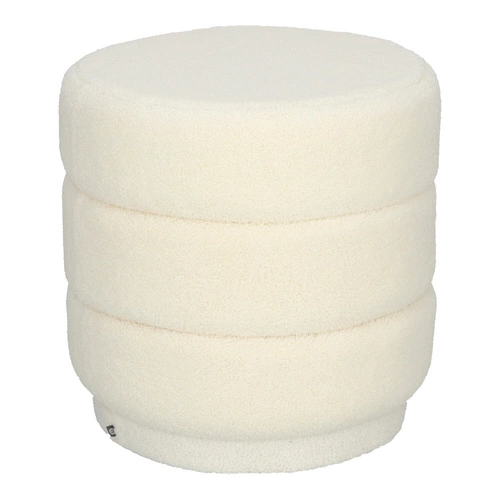 Moderní bílý kulatý taburet Sinan čalouněný do obýváku a předsíně Atmosphera 40 cm