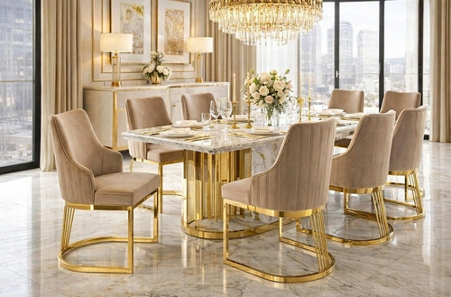 Jídelní sametová béžová židle Shively Intesi se zlatými nohami