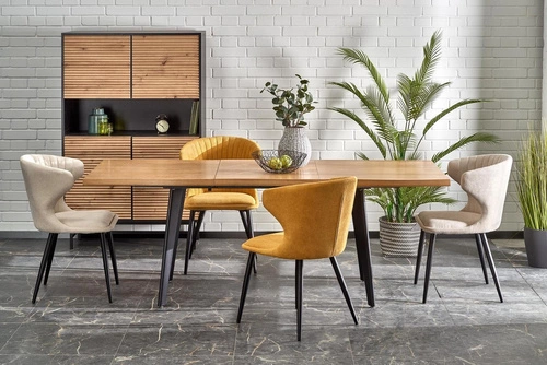 Rozkládací jídelní stůl Sonik 2 dub přírodní černé nohy moderní 150–210 cm Intesi