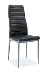 Čalouněná jídelní židle Luisa Intesi v černé ekokůži, moderní s hliníkovými nohami