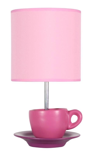 Noční lampička do ložnice růžová keramická moderní s látkovým stínidlem CANDELLUX 31 cm