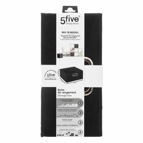 Látková úložná krabice do regálu 31x15 cm černá s kovovým úchytem 5five simply smart