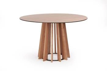 Jídelní kulatý stůl Tavle 120 cm moderní přírodní dub na jedné noze NORDIFRA