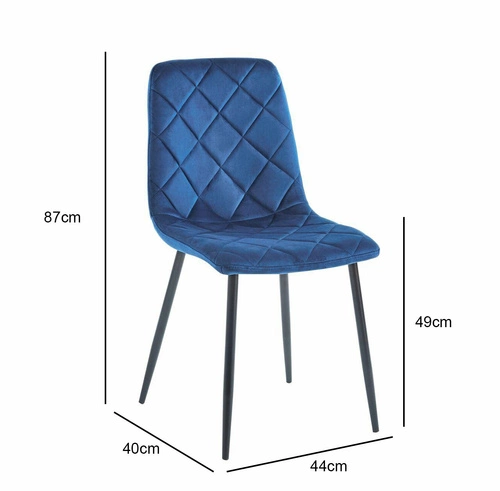 Jídelní židle Solito Intesi modrá sametová moderní prošívaná s opěrkou