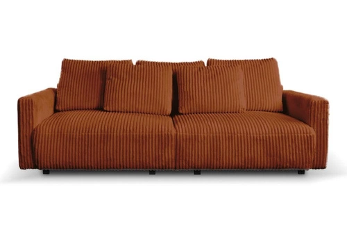 Rozkládací pohovka s funkcí spaní Loppie manšestrová terakota do obýváku moderní