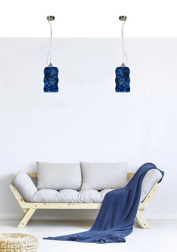 Moderní závěsné svítidlo Trilogy modré sklo do obýváku a ložnice 12 cm