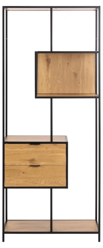 Knihovna Seaford II loftová s zásuvkami dub/černá 77 cm