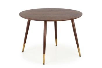 Jídelní kulatý stůl Nicode 110 cm moderní ořech se zlatými nohami Intesi