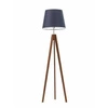 Stojací dřevěná lampa tripod glamour Aruba modrý stínidlo do obýváku Lysne