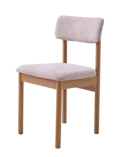 Čalouněná jídelní židle Canora písková s dubovými nohami