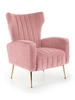 Křeslo ušák Valea sametové růžové glamour do obýváku relaxační s područkami Intesi