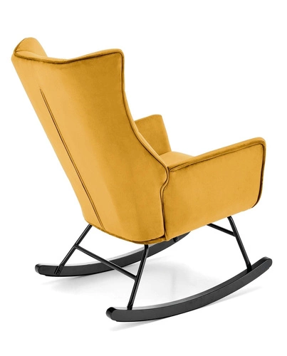 Houpací křeslo Topar sametové hořčicové do obýváku moderní skandinávský relaxační