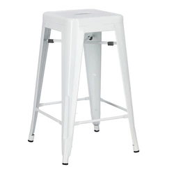 Kovová barová stolička Paris 66 cm bílá bez opěrky industriální k kuchyňskému ostrůvku D2.DESIGN