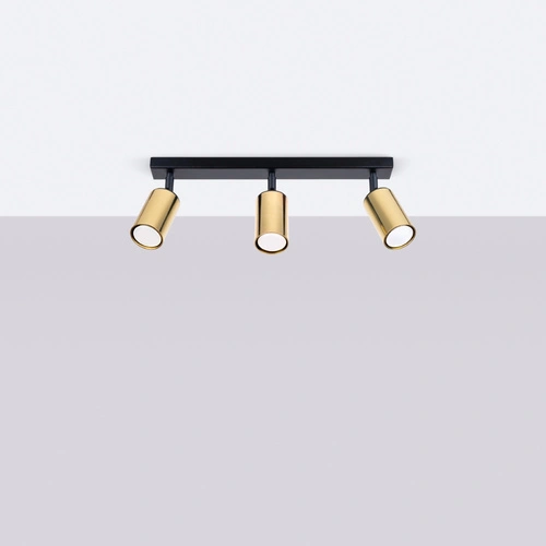 Moderní stropní svítidlo WINX 3 černé zlaté ocelové do obýváku a ložnice 45 cm