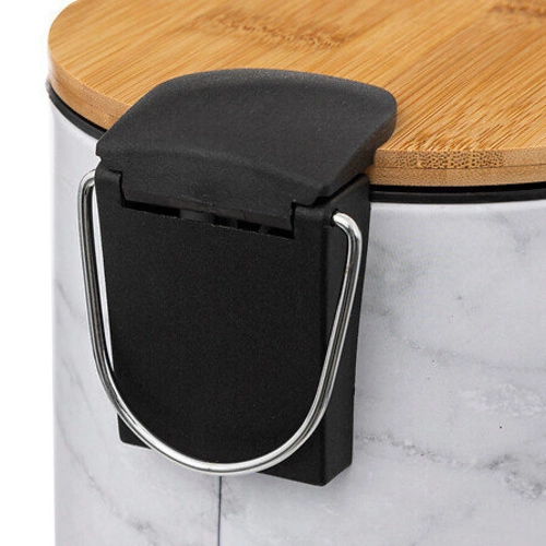 Koupelnový odpadkový koš 3L s pedálem bílý mramor bambusový moderní 5five