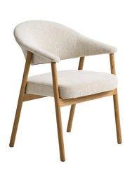 Čalouněná jídelní židle Klen béžová, skandinávská, s područkami, dubová
