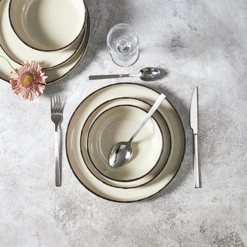 Keramická jídelní sada Temp béžová pro 4 osoby moderní do jídelny