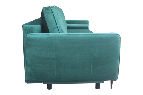 Rozkládací pohovka Arosa s úložným prostorem a funkcí spaní, zelený samet, do obýváku Intesi