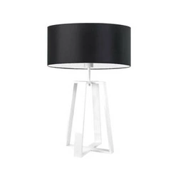 Noční lampička do ložnice Thor LYSNE moderní černá s látkovým stínidlem na bílém podstavci 61 cm