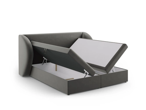 Čalouněná postel Miley šedý samet 140x200 s úložným prostorem moderní do ložnice