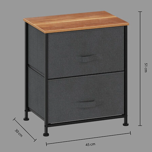 Noční stolek Tissa černý a šedý se zásuvkami do ložnice moderní 45 cm 5five