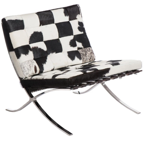 Relaxační křeslo BA1 černá pravá kůže inspirované Barcelona moderní do obýváku