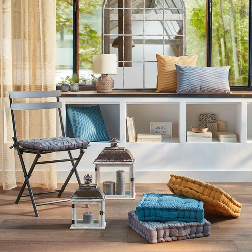 Polštář na židli Shipy Atmosphera prošívaný čtvercový 40x40 žlutý do zahrady a kuchyně