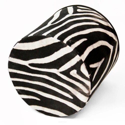 Okrúhlý taburet Sawana Intesi moderní do obýváku a ložnice čalouněný černo-bílý 40 cm