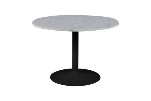 Jídelní kulatý stůl z bílého mramoru s černou podnoží Actona Tarifa moderní 110 cm