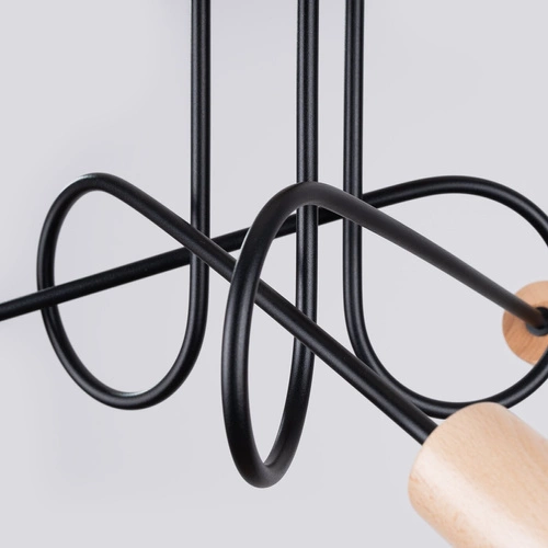 Stropní lustr do obýváku EMBER 3 černý minimalistický s dřevem 3-bodový Sollux Lighting