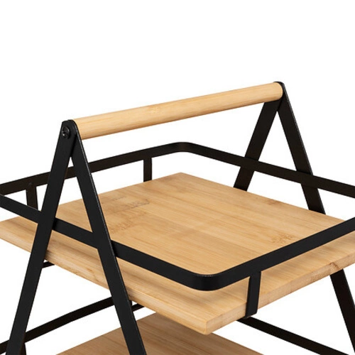 Bambusová dvoupatrová kuchyňská police s držadlem černá moderní 5five