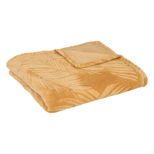 Flísová deka Zoa hřejivá a měkká na pohovku do obýváku žlutá 150x125 cm