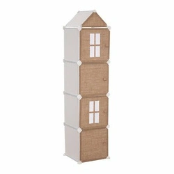 Dětský regál na hračky Tower 139 cm juta bílý