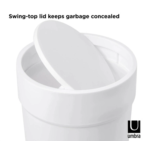 Koupelnový odpadkový koš Umbra Touch bílý moderní s víkem 6 l