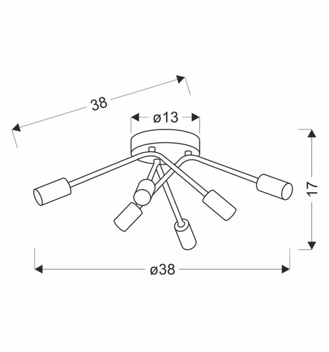 Stropní svítidlo Tiara černé 6bodové moderní kovové do obýváku CANDELLUX