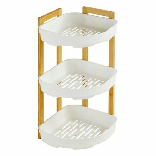 Rohová koupelnová police Naturéo 3patrová bílá z bambusu do koupelny 5five simply smart