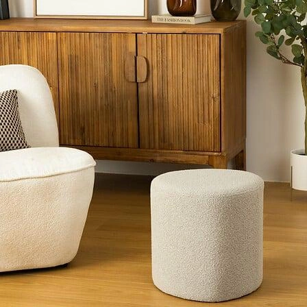 Pufa Estria bouclé malá krémová moderní do obýváku a dětského pokoje Atmosphera 39 cm