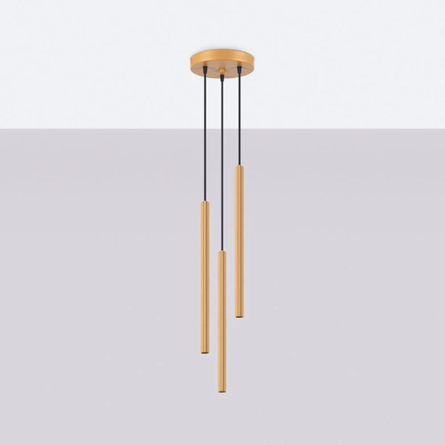 Závěsné svítidlo ARCHE 3P zlaté moderní, nastavitelné do obýváku a jídelny SOLLUX