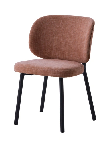 Čalouněná jídelní židle Naws růžová moderní na černých nohách do jídelny a obýváku