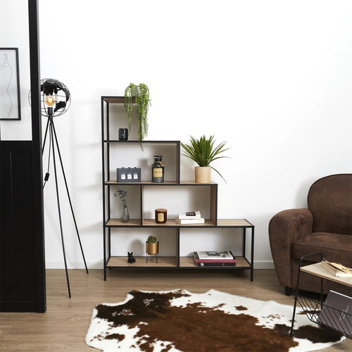 Kovový schodový regál Edison na knihy do obýváku a ložnice 120 cm