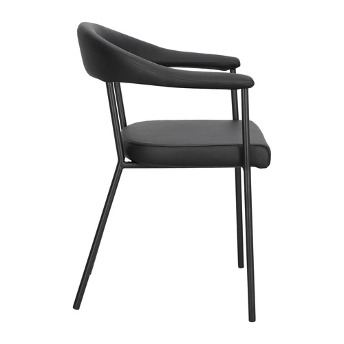 Čalouněná jídelní židle Ava Actona s područkami, černá ekokůže, industriální styl