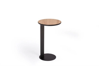 Konferenční stolek ODEN kulatý 30 cm moderní přírodní dub kovový do obýváku NORDIFRA